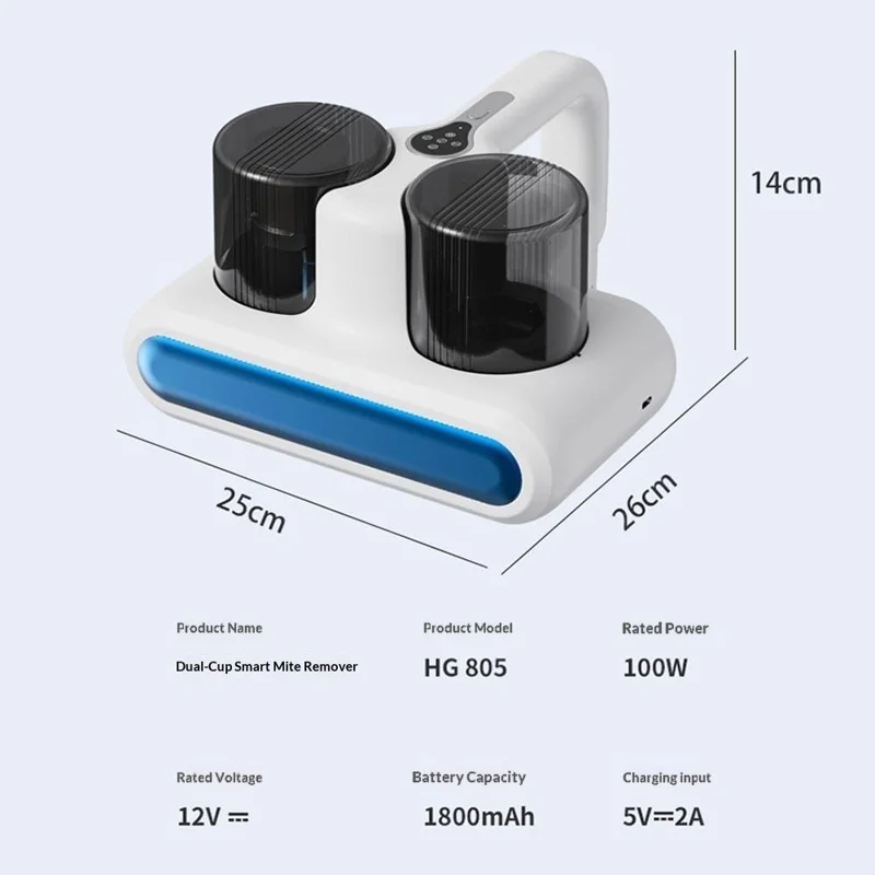 ESR Dual Cup Staubmilben-Entferner Hochsaugende Milben-Eliminator Effiziente Bett-Staubsauger mit LED-UV - Weiß