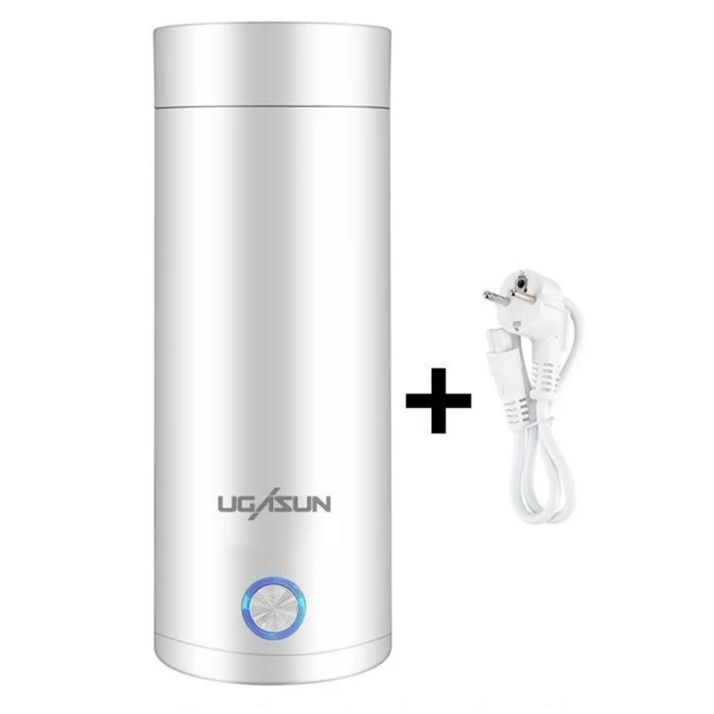 UGASUN HC-301 Tragbarer Wasserkocher 400 ml Reise-Wasserkocher Kaffeetasse (BPA-frei, ohne FDA), EU-Stecker – Weiß