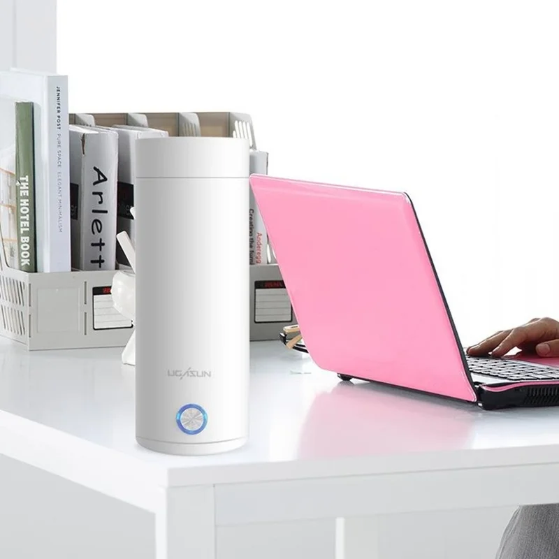 UGASUN HC-301 Tragbarer Wasserkocher 400 ml Reise-Wasserkocher Kaffeetasse (BPA-frei, ohne FDA), EU-Stecker – Weiß