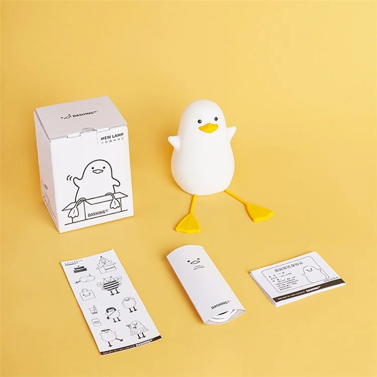 DASHING Cute Cartoon LED Night Light USB Rechargeable Phone Stand Table Lamp Home Decor - Yellow Mouth