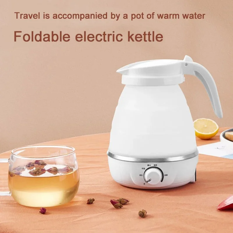 CL-802 0,6 L Vouwbare Elektrische Reisketel EU-stekker 220 V Siliconen Waterkoker met Temperatuurregeling - Roze