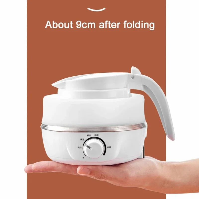 CL-802 0,6 L Vouwbare Elektrische Reisketel EU-stekker 220 V Siliconen Waterkoker met Temperatuurregeling - Roze