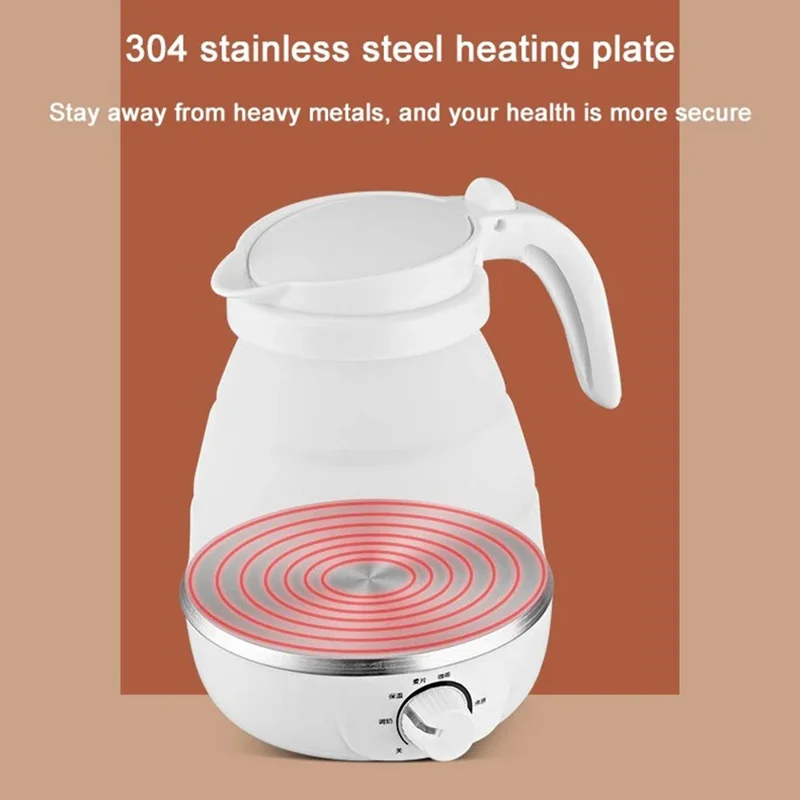 CL-802 0,6 L Vouwbare Elektrische Reisketel EU-stekker 220 V Siliconen Waterkoker met Temperatuurregeling - Roze