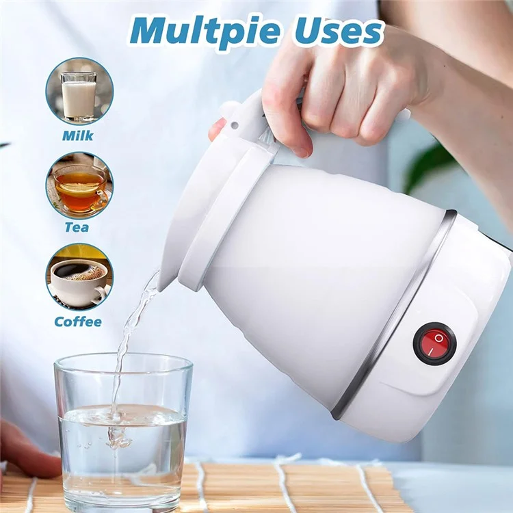 CL-802 0,6 L Hervidor eléctrico plegable Enchufe de EE. UU. 110 V Calentador de agua pequeño y plegable - Blanco 