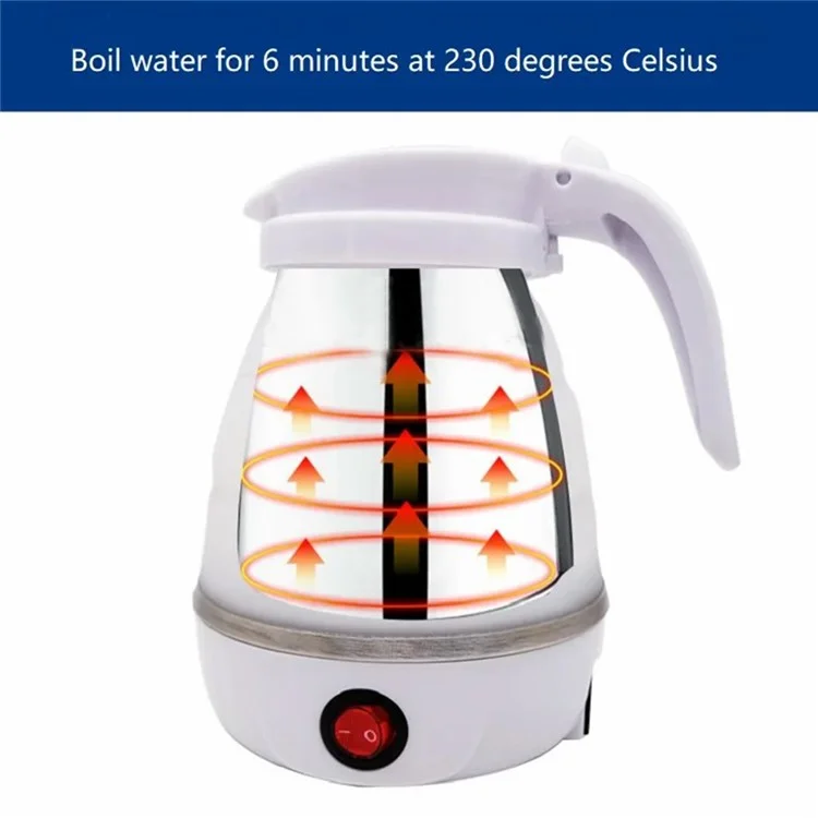 CL-802 0,6 L Hervidor eléctrico plegable Enchufe de EE. UU. 110 V Calentador de agua pequeño y plegable - Blanco 