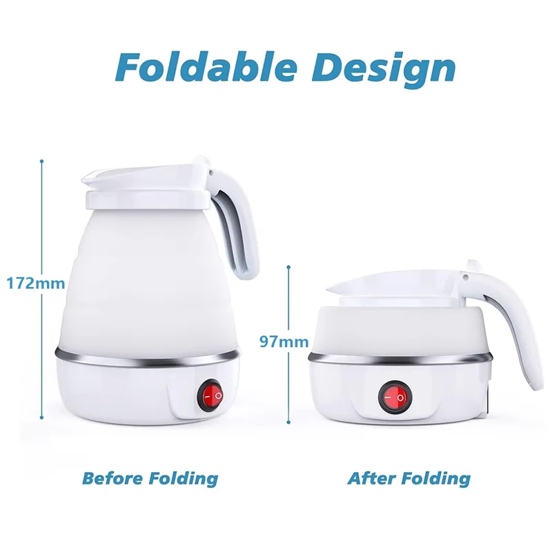 CL-802 0.6L Foldable Electric Travel Kettle US Plug 110V Collapsible Small Mini Water Boiler - Blue