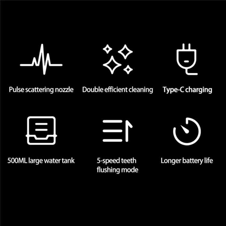 CY6 Portable Teeth Cleaner Electric Handheld Oral Irrigator 500ML Large Capacity Dental Scaler with 4 Nozzles
