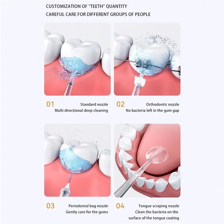CY6 Portable Teeth Cleaner Electric Handheld Oral Irrigator 500ML Large Capacity Dental Scaler with 4 Nozzles