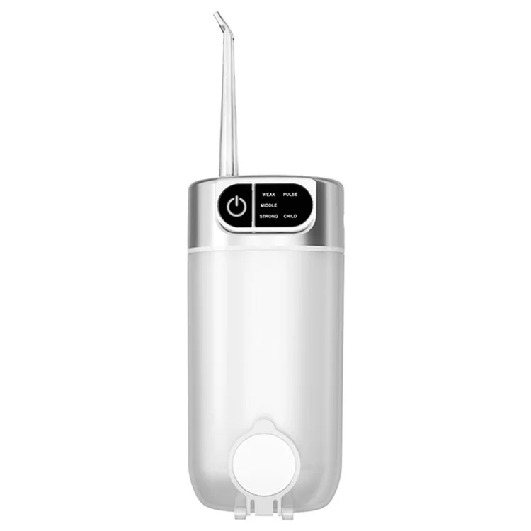 CY3 tragbarer Oral-Irrigator mit 5 Einstellungen, einstellbarer Hochfrequenz-Pulsation und 4 Düsen - Weiß / Transparent