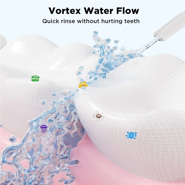 CY3 tragbarer Oral-Irrigator mit 5 Einstellungen, einstellbarer Hochfrequenz-Pulsation und 4 Düsen - Weiß / Transparent