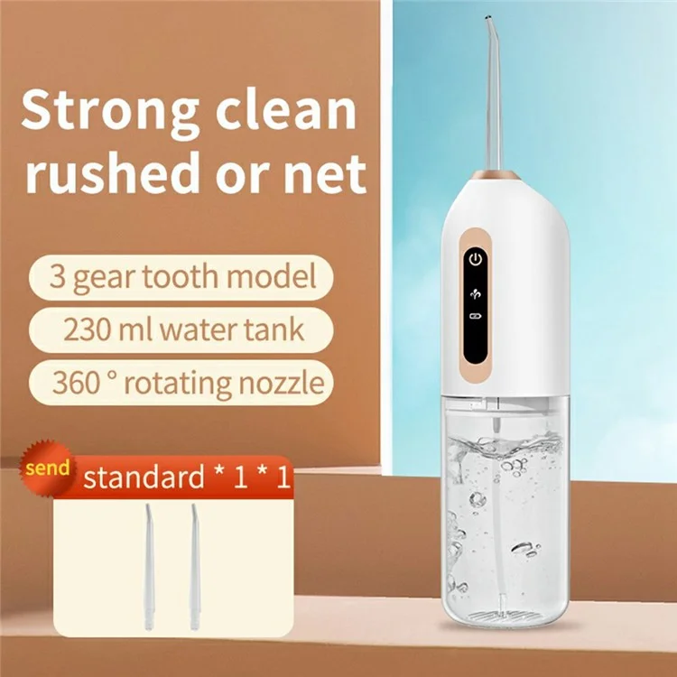 CY8 Irrigador Bucal Eléctrico Portátil con Depósito de Agua de 230 ml Hilo Dental Acuático Dispositivo de Limpieza Dental