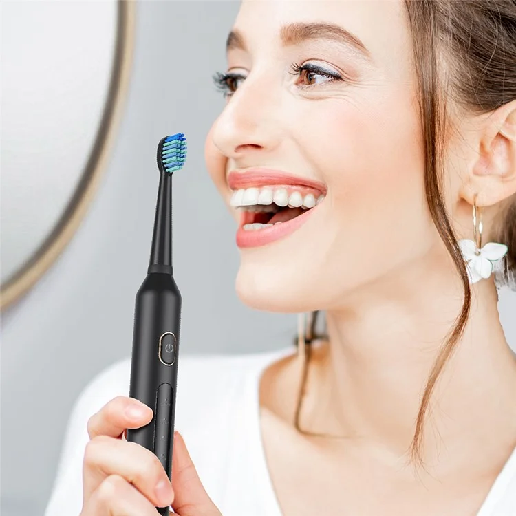 F6 IPX7 Brosse à dents électrique rechargeable étanche avec hydropulseur, 5 modes, ensemble de soins buccaux - Noir