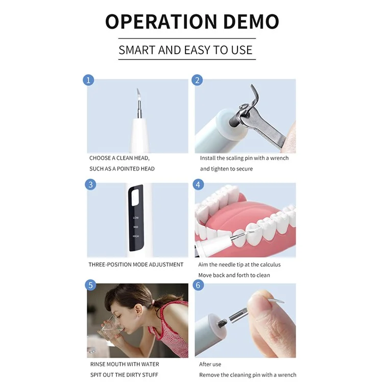 DYM-030 Ultrasonic Smart Visual Teeth Cleaner IPX7 Waterproof Oral Irrigator Teeth Care Electronic Dental Scaler - Branco