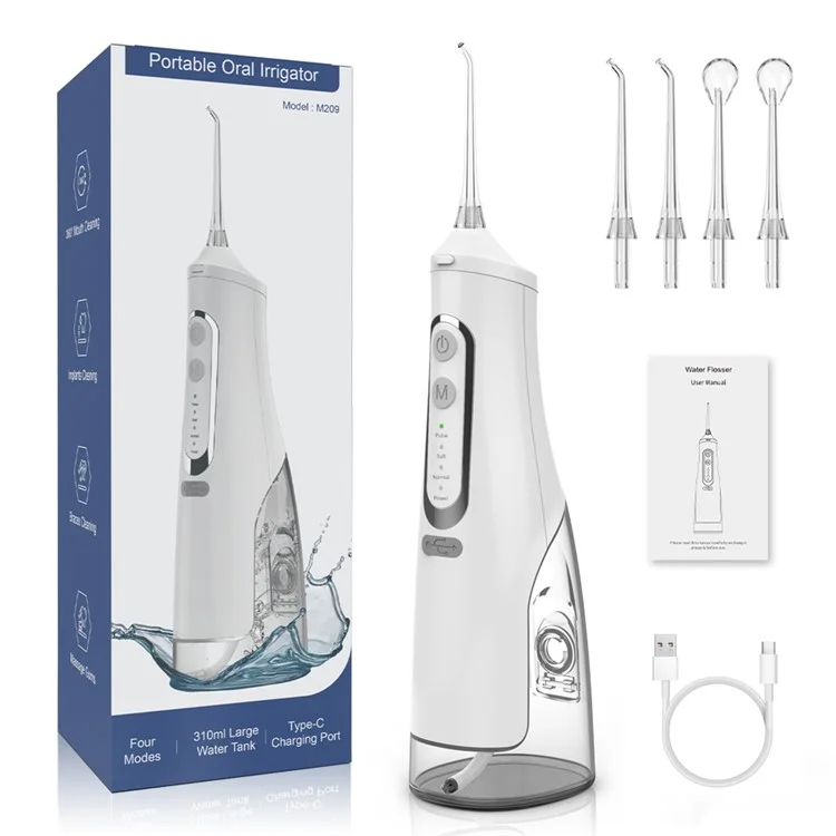M209 310ml Cordless Water Flosser 4 Modes IPX7 Waterproof Dental Oral Irrigator Teeth Cleaner - White
