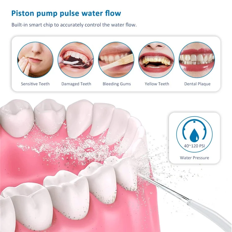 M209 310ml Cordless Water Flosser 4 Modes IPX7 Waterproof Dental Oral Irrigator Teeth Cleaner - White