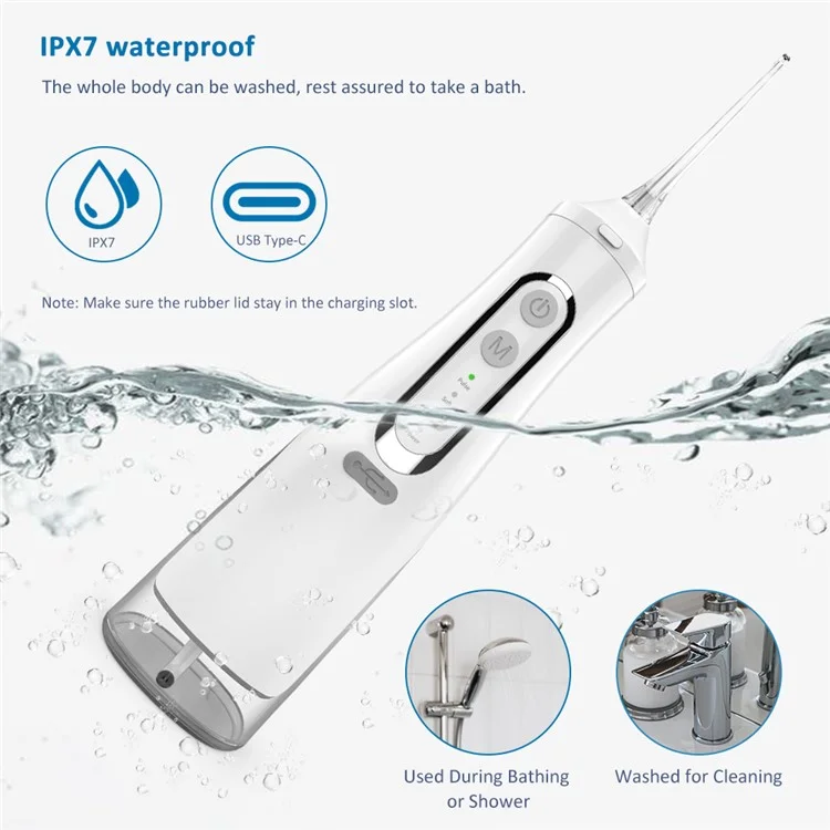 M209 310ml Cordless Water Flosser 4 Modes IPX7 Waterproof Dental Oral Irrigator Teeth Cleaner - White