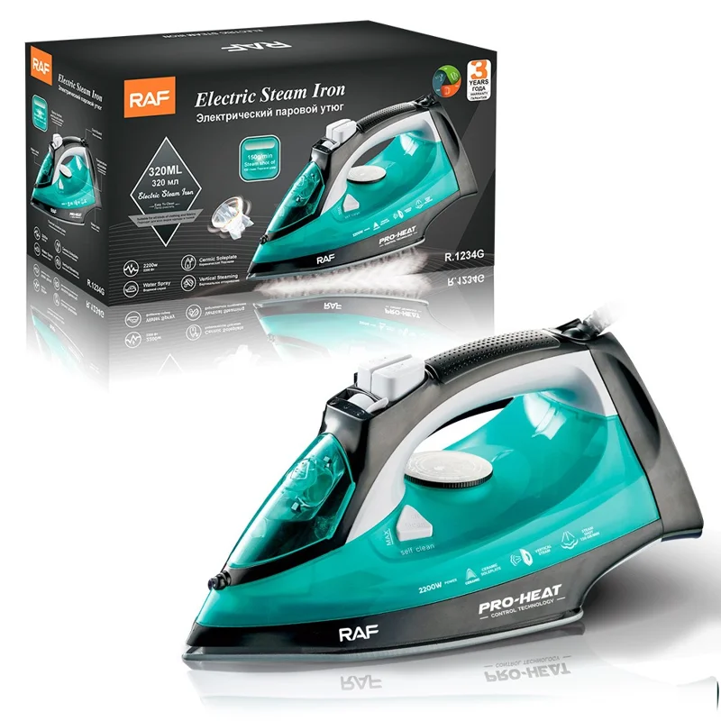 RAF R.1234 2200W High Power Ironing Machine Travel Garment Steamer with 3 Adjustable Temperatures, EU Plug - Green