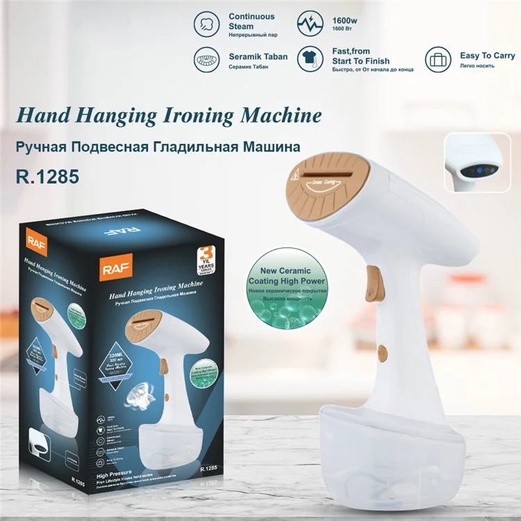 RAF R.1285 Clothes Steamer Dry Wet 1600W Handheld Garment Steamer  200ml Water Tank, EU Plug - White