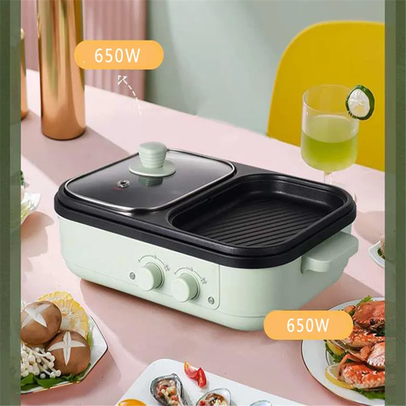DYG-05 Electric Hot Pot with Grill 2 in 1 Indoor Non-Stick Shabu Shabu Hot Pot (No FDA Certification) - EU Plug