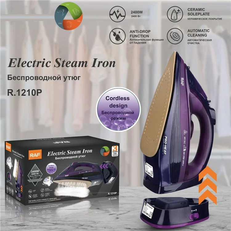 RAF R.1210 EU Plug Handheld Steam Ironing Machine Garment Steamer with 5 Temperature Modes - Purple