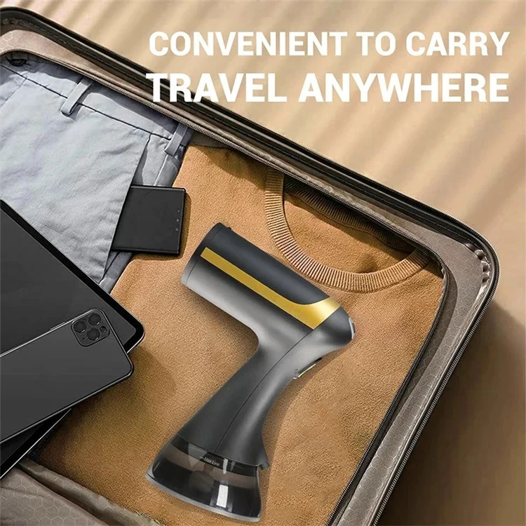 GS02 Vaporizzatore portatile per indumenti da 1500 W, ferro da stiro per casa e viaggio, spina UE - Nero