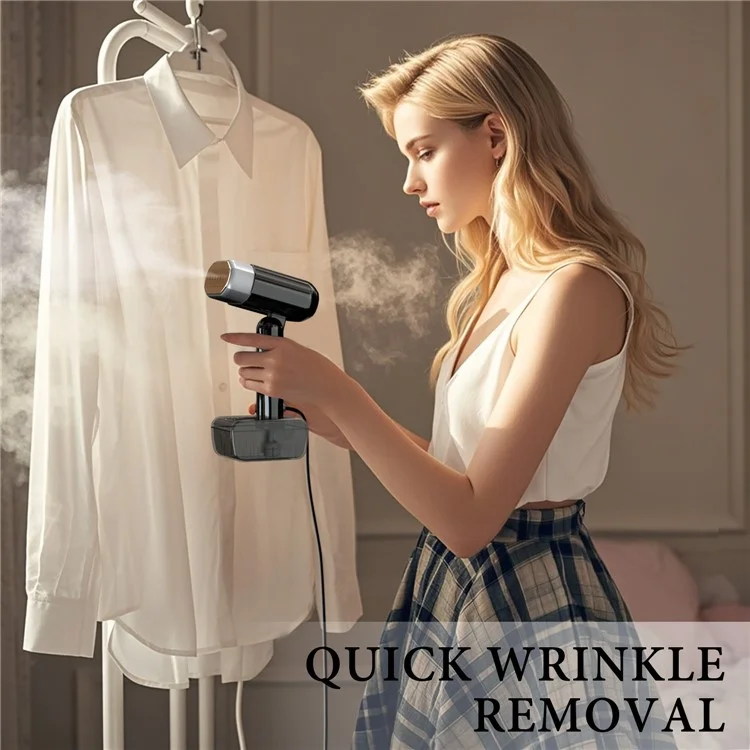 GS-03 5 Gears Foldable Electric Iron 330ML Water Tank Portable Handheld Steamer, EU Plug - Black