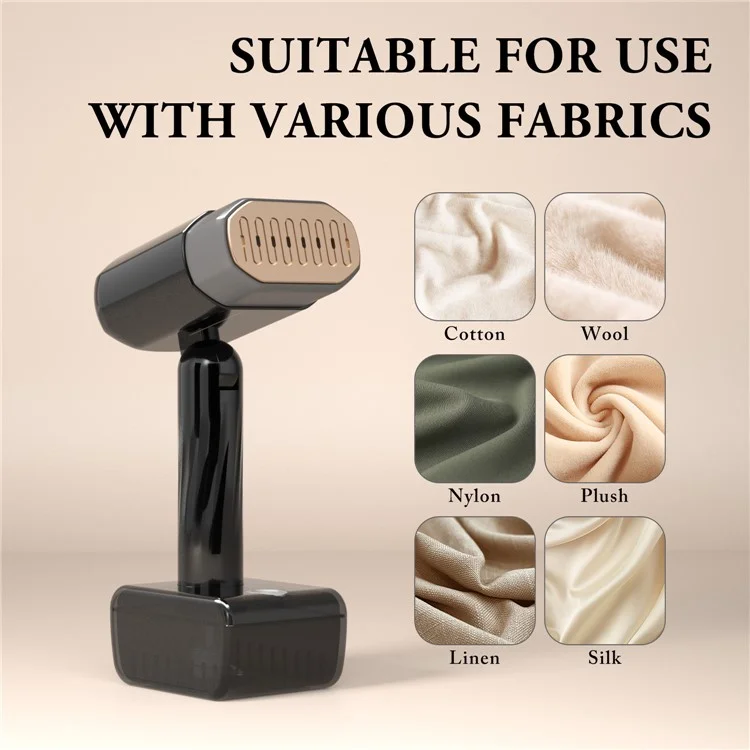 GS-03 5 Gears Foldable Electric Iron 330ML Water Tank Portable Handheld Steamer, EU Plug - Black