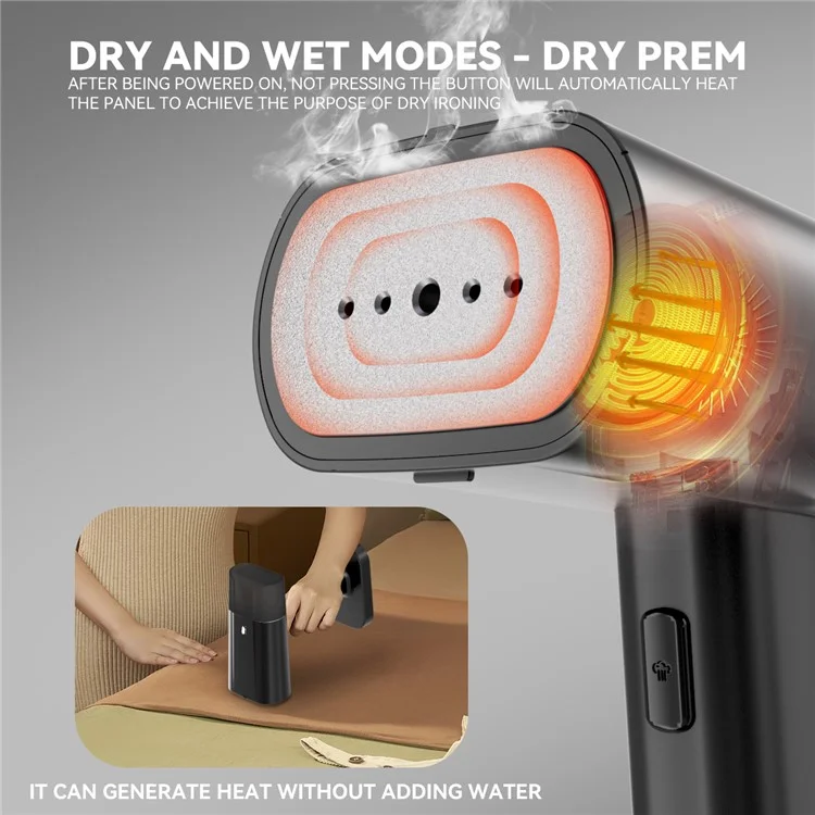 GS-05 Repasseur Vapeur Pliable 1200W Réservoir d'eau 170ML Portable à Main, Prise UE
