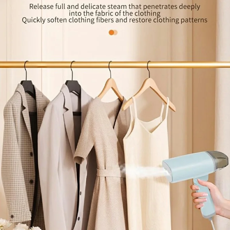 Handheld Garment Steamer 1300W Foldable Steam Iron 5-Hole Anti-Scald Panel Portable for Home Travel - Blue