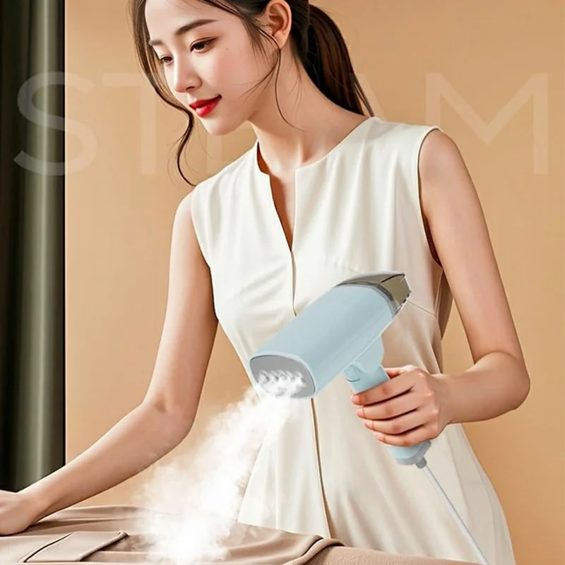 Handheld Garment Steamer 1300W Foldable Steam Iron 5-Hole Anti-Scald Panel Portable for Home Travel - Blue