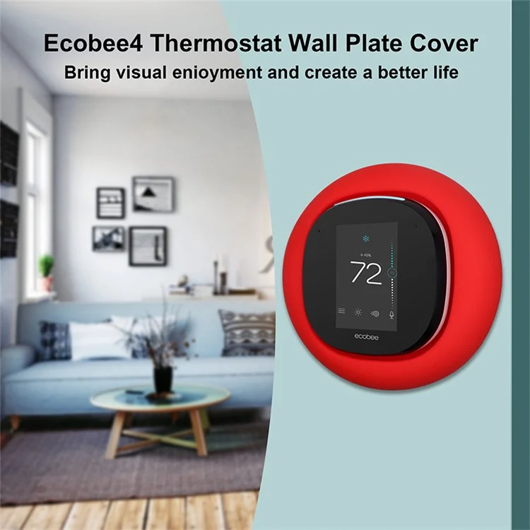 Para Ecobee 4 Smart Thermostat Wall Holder Cover Anti-scratch Soft Silicone Protective Sleeve Case - Vermelho
