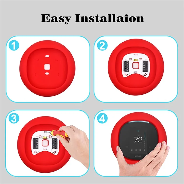 Para Ecobee 4 Smart Thermostat Wall Holder Cover Anti-scratch Soft Silicone Protective Sleeve Case - Vermelho