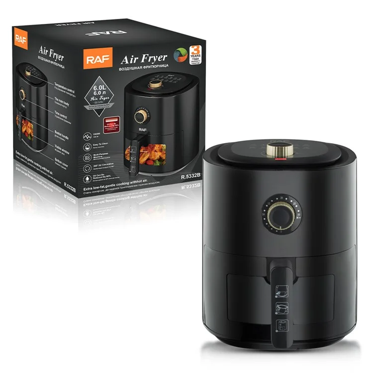RAF R.5332 EU Plug Air Fryer Home Kitchen 4L Large Oilless Electric Cooker (BPA-Free, No FDA) - Black
