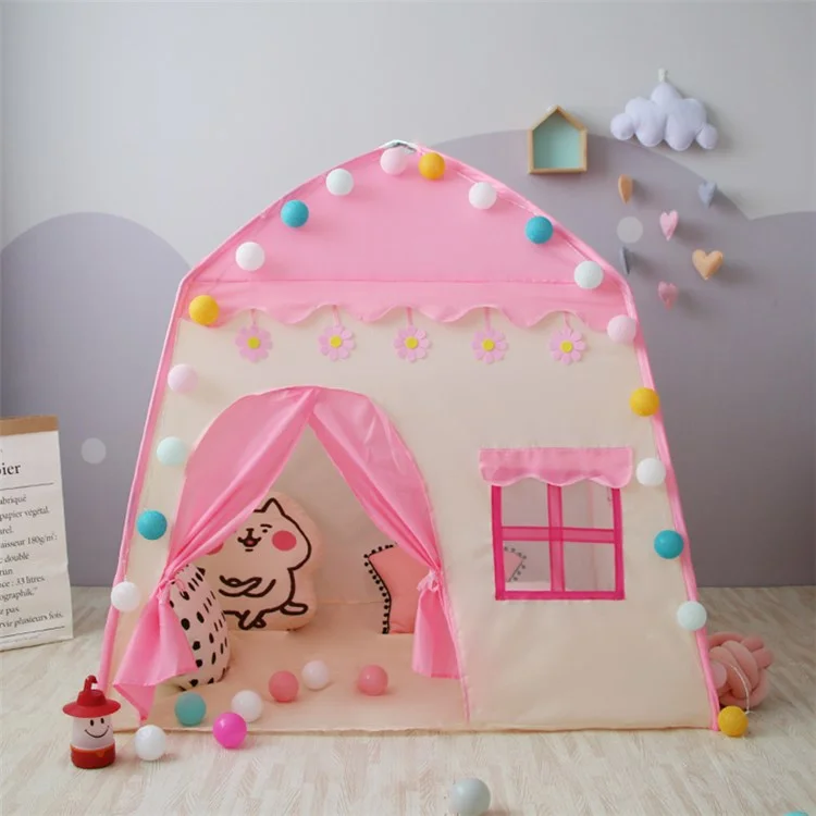 TG-CT002 Children Play Tent Princess House Castle Kids Play Game House Room Decoration - Pink / Flower