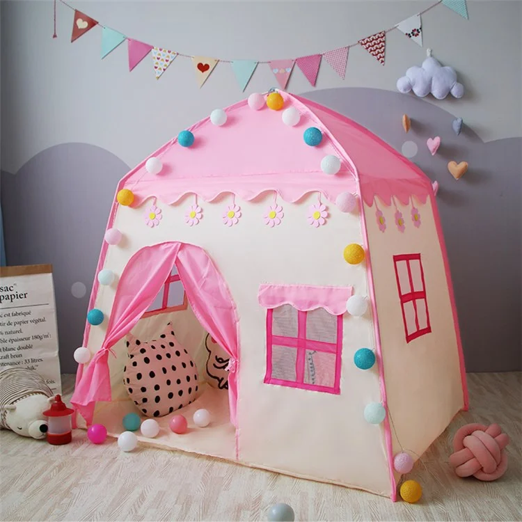 TG-CT002 Children Play Tent Princess House Castle Kids Play Game House Room Decoration - Pink / Flower