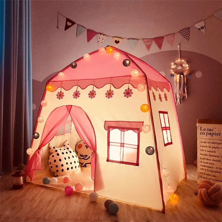 TG-CT002 Children Play Tent Princess House Castle Kids Play Game House Room Decoration - Pink / Flower