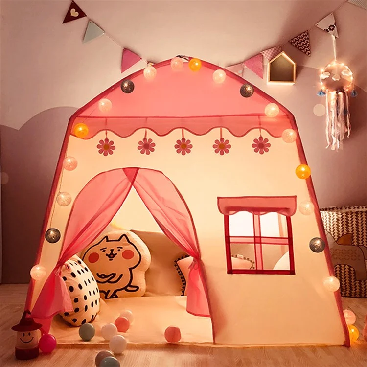 TG-CT002 Children Play Tent Princess House Castle Kids Play Game House Room Decoration - Pink / Flower