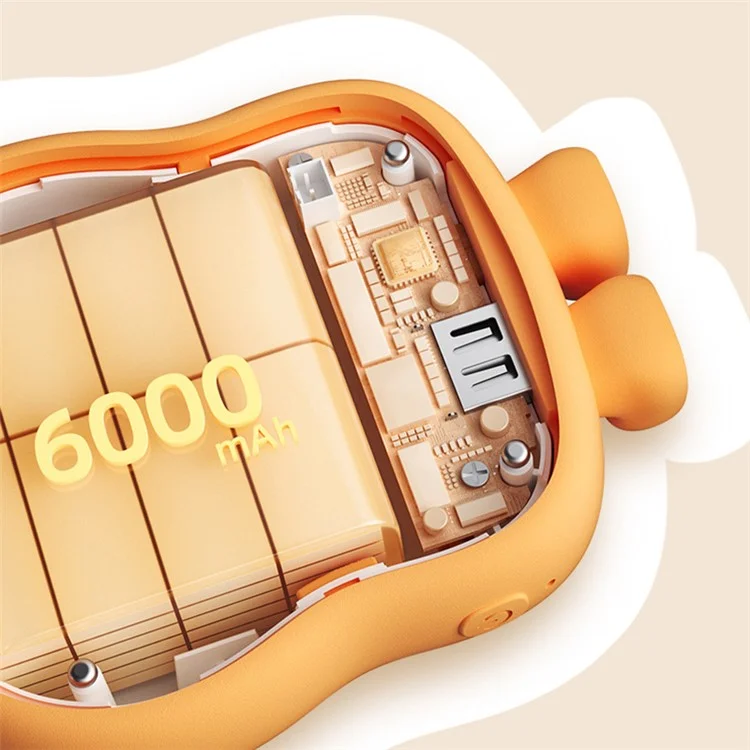 WT-W28 Multifunction 6000mAh Power Bank Cute Cartoon Shaped Hand Warmer Rechargeable Phone Portable Charger - Smile Face