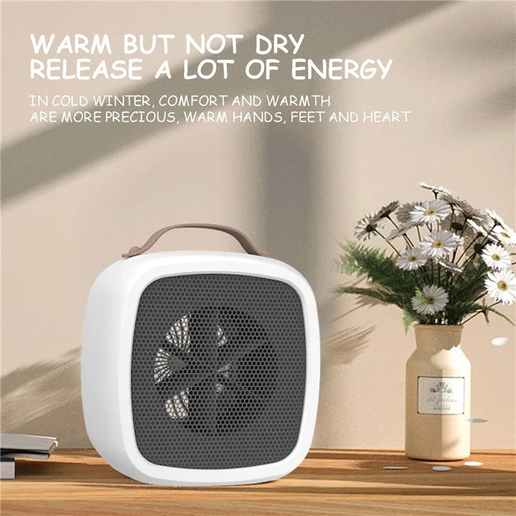 Aquecedor elétrico portátil de 500W, mini aquecedor de mesa com alça para casa e escritório, plugue EU - Amarelo