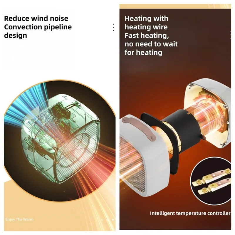 Portable 500W Electric Space Heater Mini Desktop Heater with Handle for Home Office, EU Plug - Green