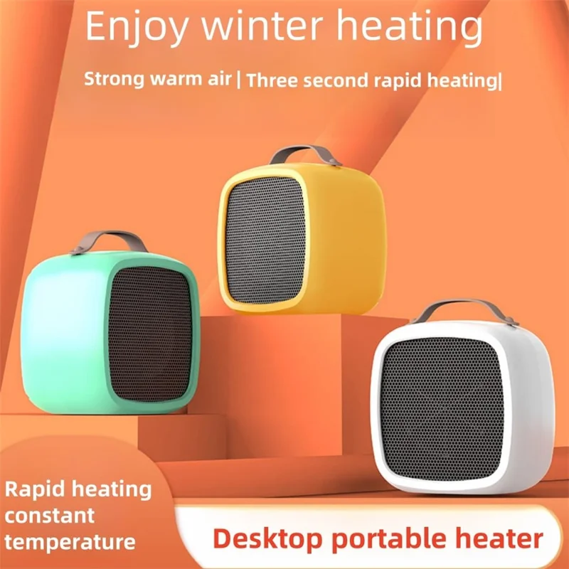 Portable 500W Electric Space Heater Mini Desktop Heater with Handle for Home Office, EU Plug - Green