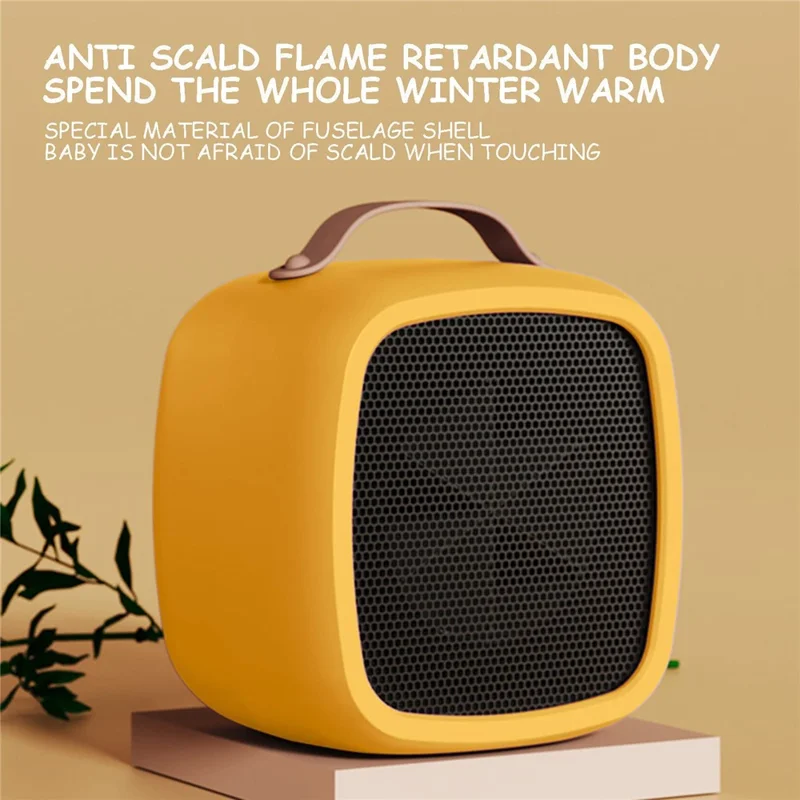 Portable 500W Electric Space Heater Mini Desktop Heater with Handle for Home Office, EU Plug - Green