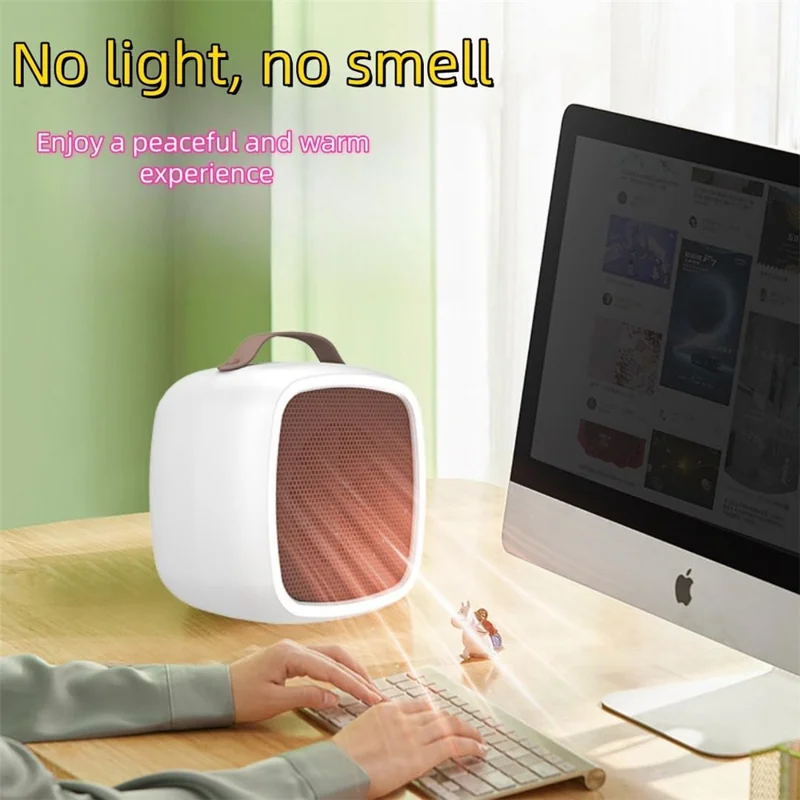 Portable 500W Electric Space Heater Mini Desktop Heater with Handle for Home Office, EU Plug - Green