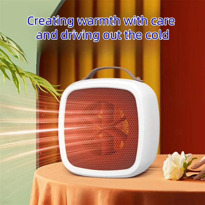 Portable 500W Electric Space Heater Mini Desktop Heater with Handle for Home Office, EU Plug - Green