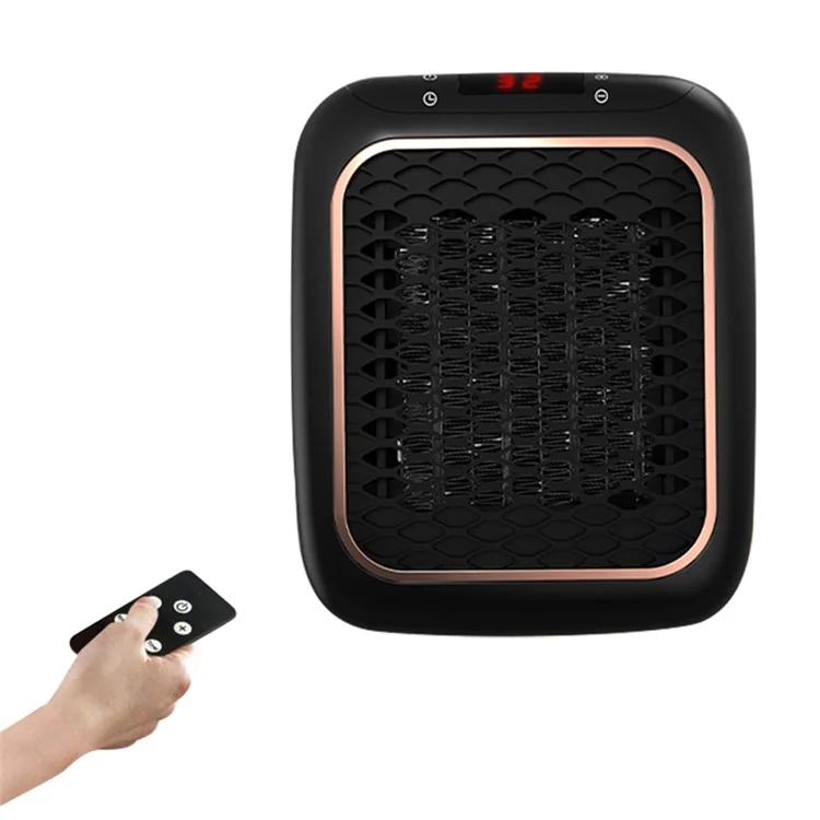 Calefactor de pared mini de 1200W con calentamiento rápido PTC y control remoto (enchufe UE) - Negro