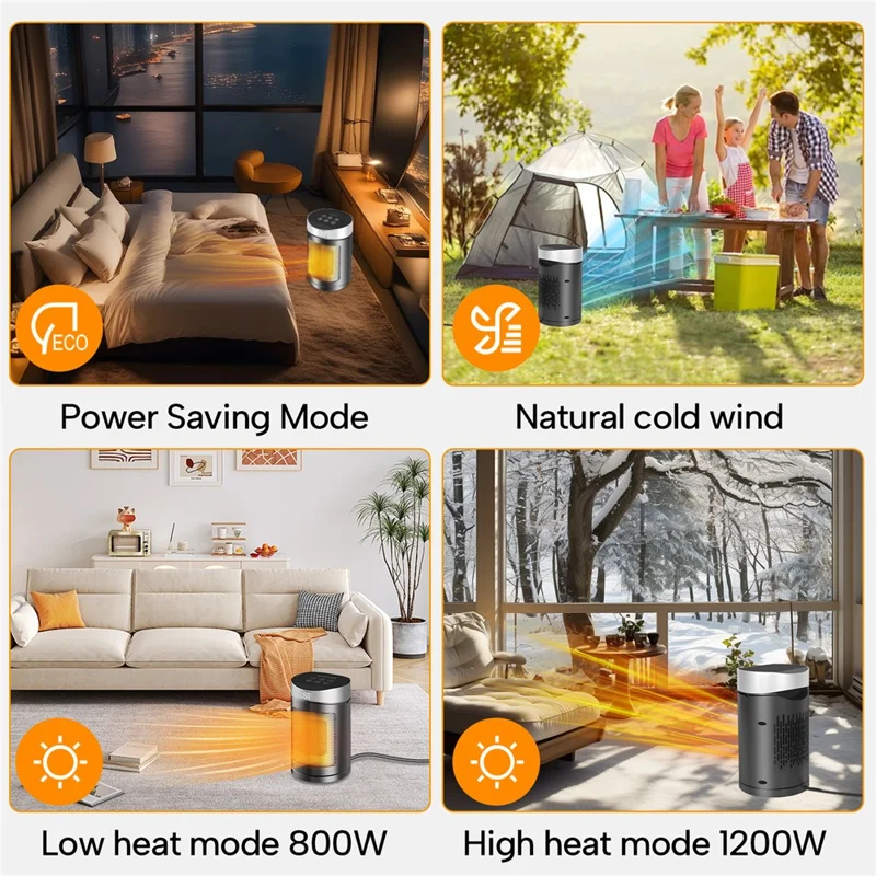 220V Touch Screen Remote Control Heater Desktop Electric Heater Portable Space Heater Fan for Home  /  Office, EU Plug - Silver