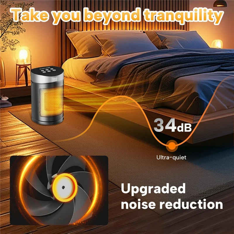 110V Touch Screen Heater Bordvärmeapparat med Fjärrkontroll Fläkt för Hembruk, US-uttag - Silver