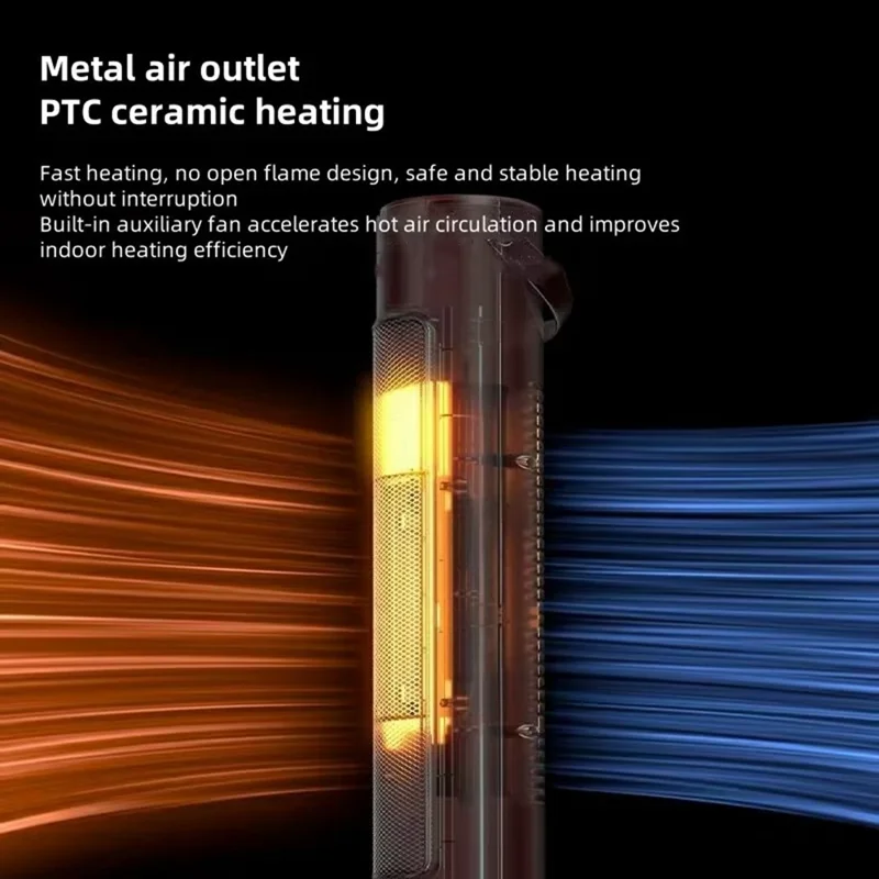 220V Vertical Heating Tower Fan Heater with Remote Control Quiet Electric Space Heater for Home / Bathroom, EU Plug - Green