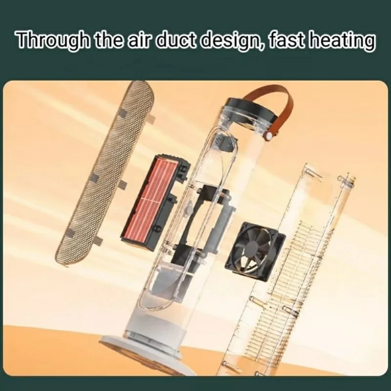 220V Vertical Heating Tower Fan Heater with Remote Control Quiet Electric Space Heater for Home / Bathroom, EU Plug - Green