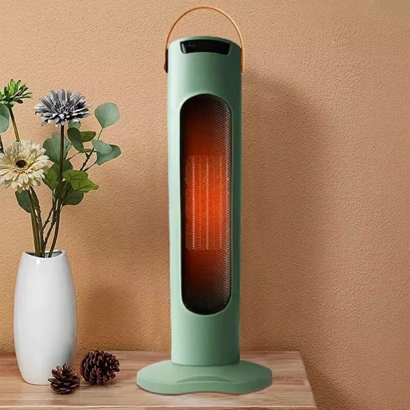 220V Vertical Heating Tower Fan Heater with Remote Control Quiet Electric Space Heater for Home / Bathroom, EU Plug - Green